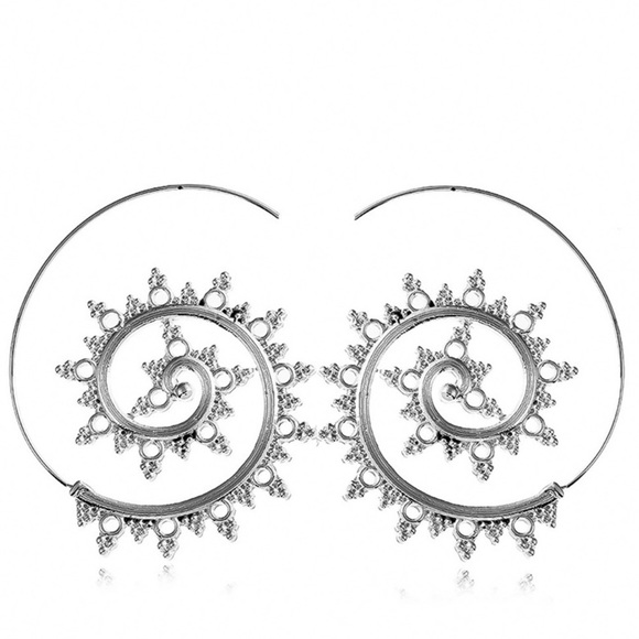 Silver Boho Embellished Ear Wires - Picture 3 of 6